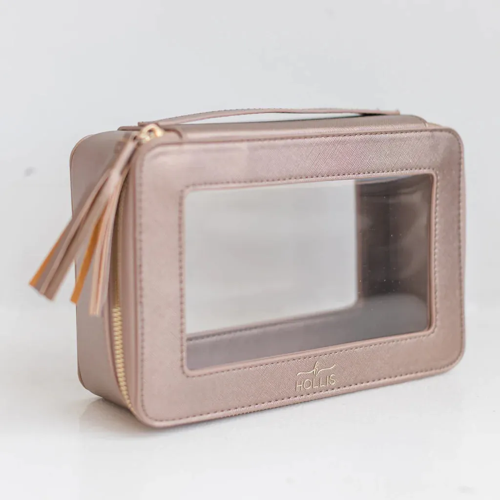 Hollis | Clear Toiletry Bag in Metallic Mocha