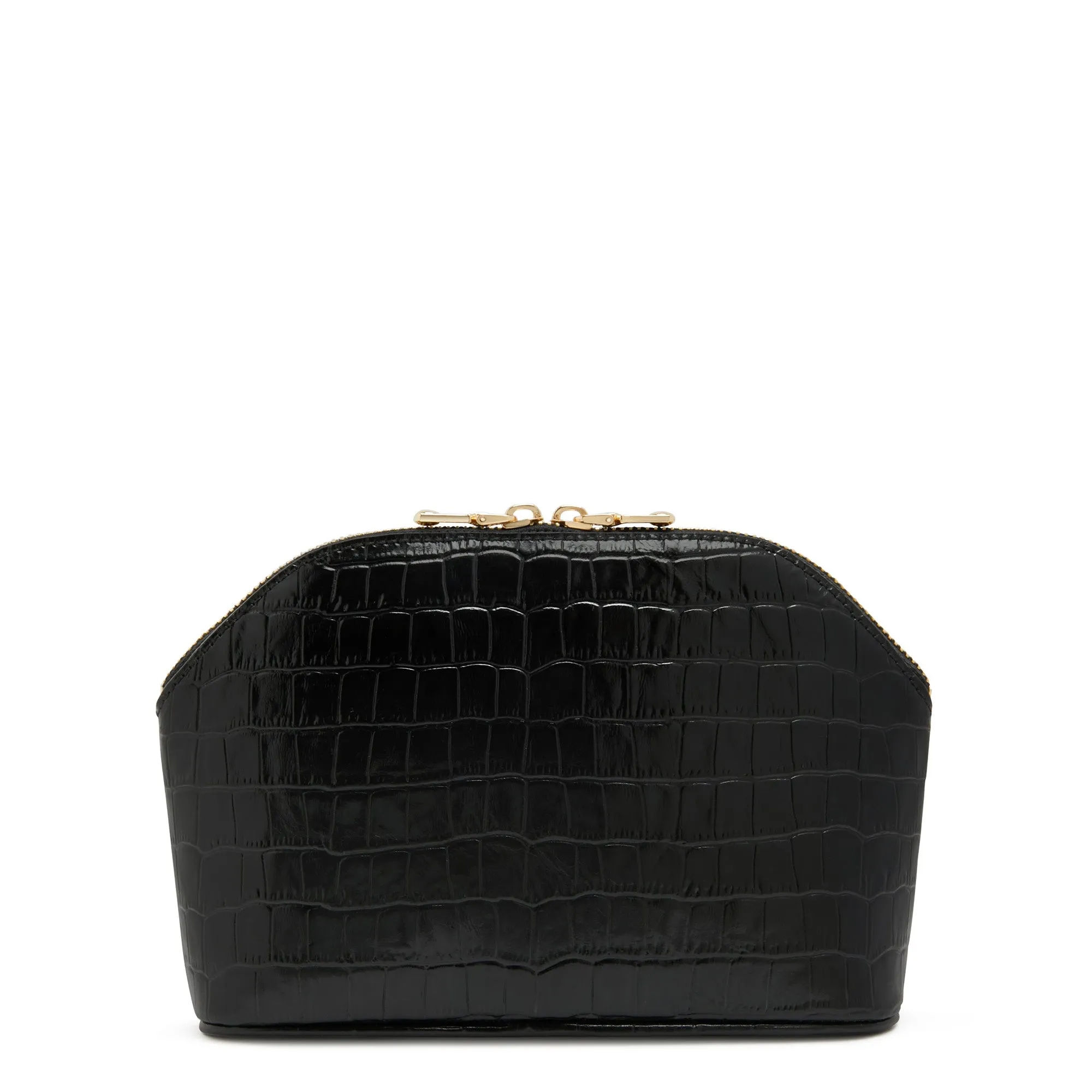 Honoré Brunelle croco black calfskin leather toiletry bag