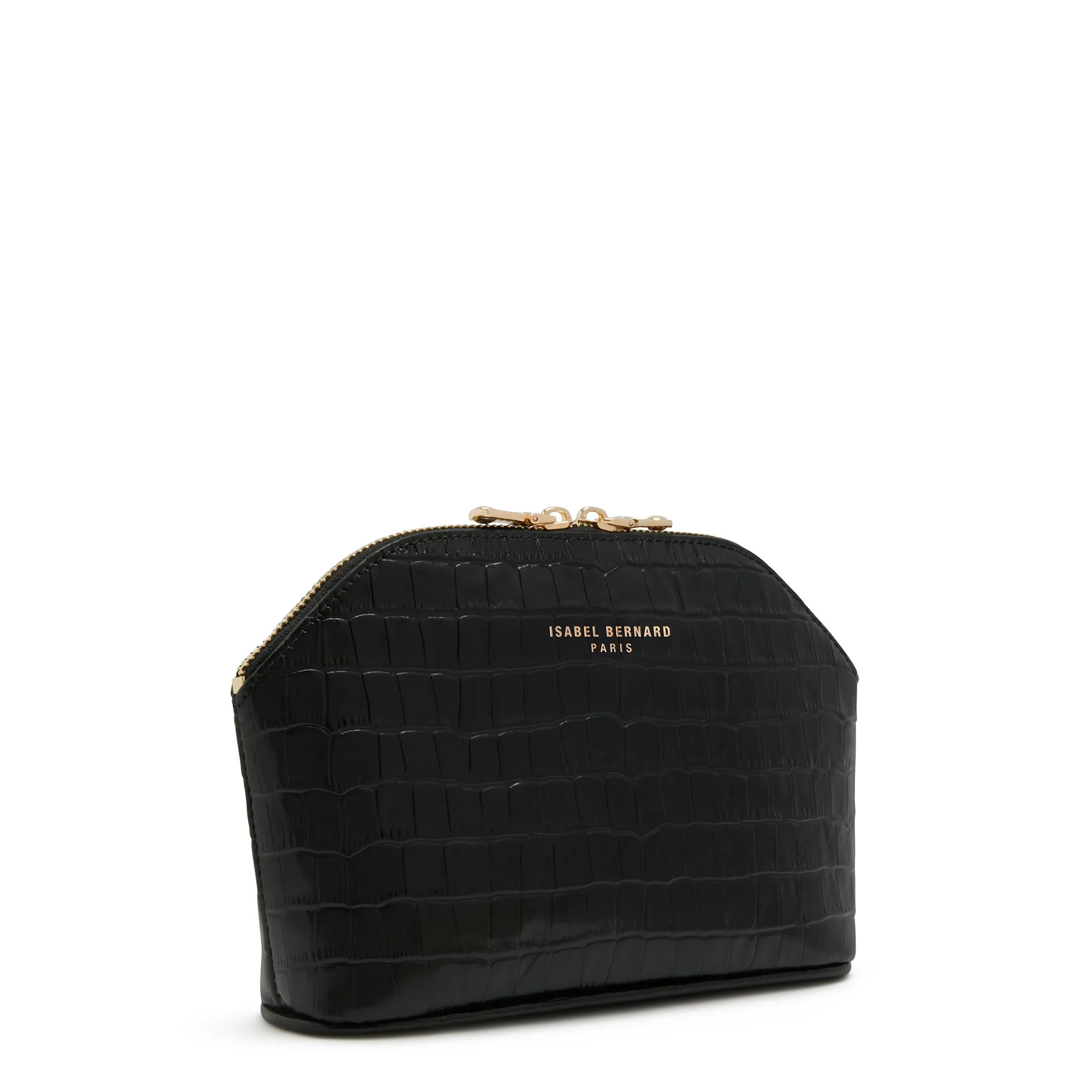 Honoré Brunelle croco black calfskin leather toiletry bag