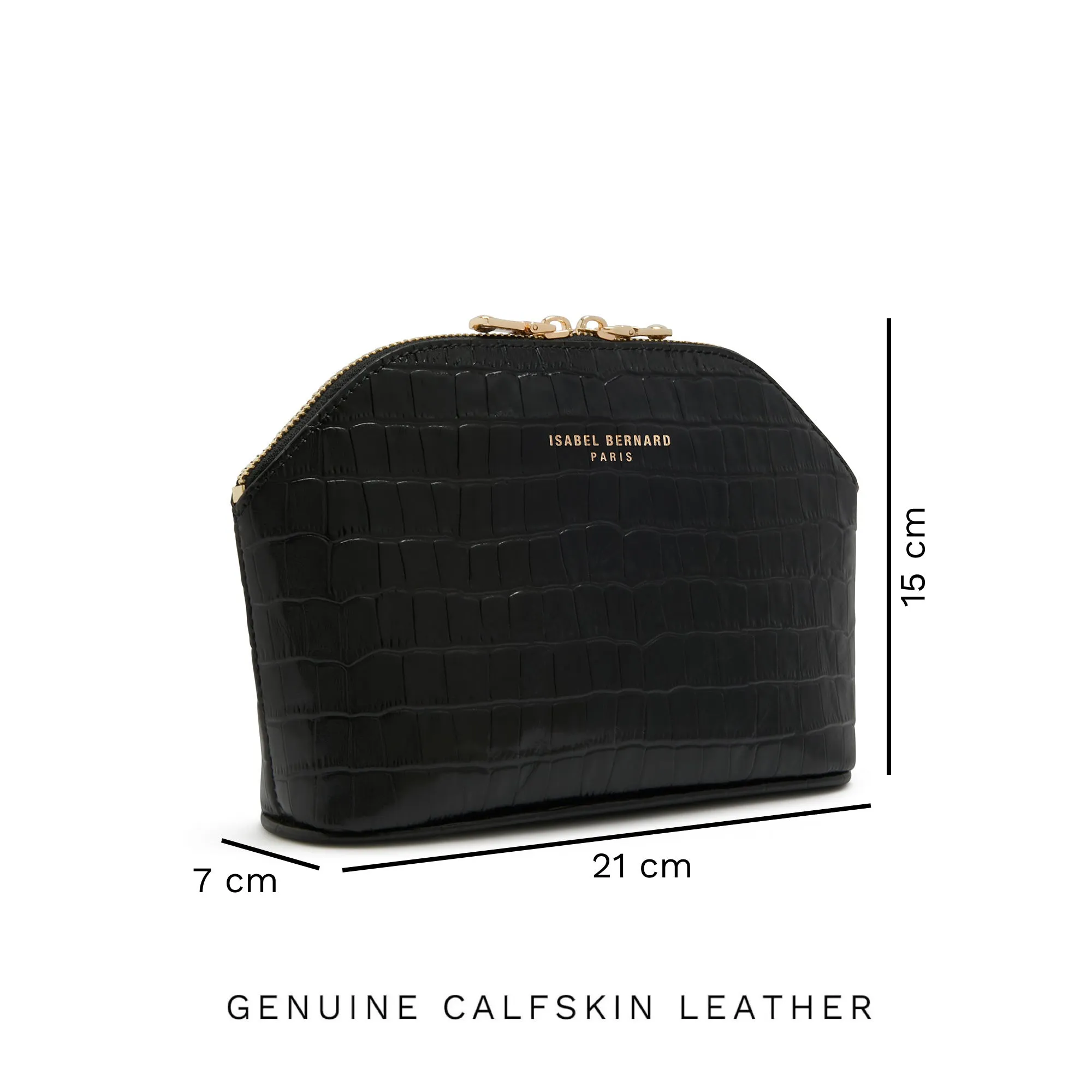 Honoré Brunelle croco black calfskin leather toiletry bag