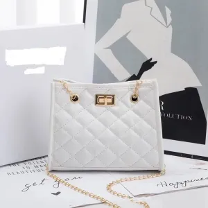 Hot Selling New Solid Color Prismatic Plaid Women Shoulder Bag Korean Version Fashion Lady Style Chain PU Leather Light Handbag