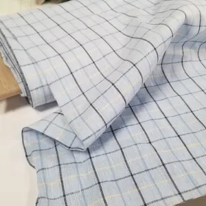 Irish Linen Light Blue and Yellow Plaid Spence Bryson Woven 150 GSM- by the yard