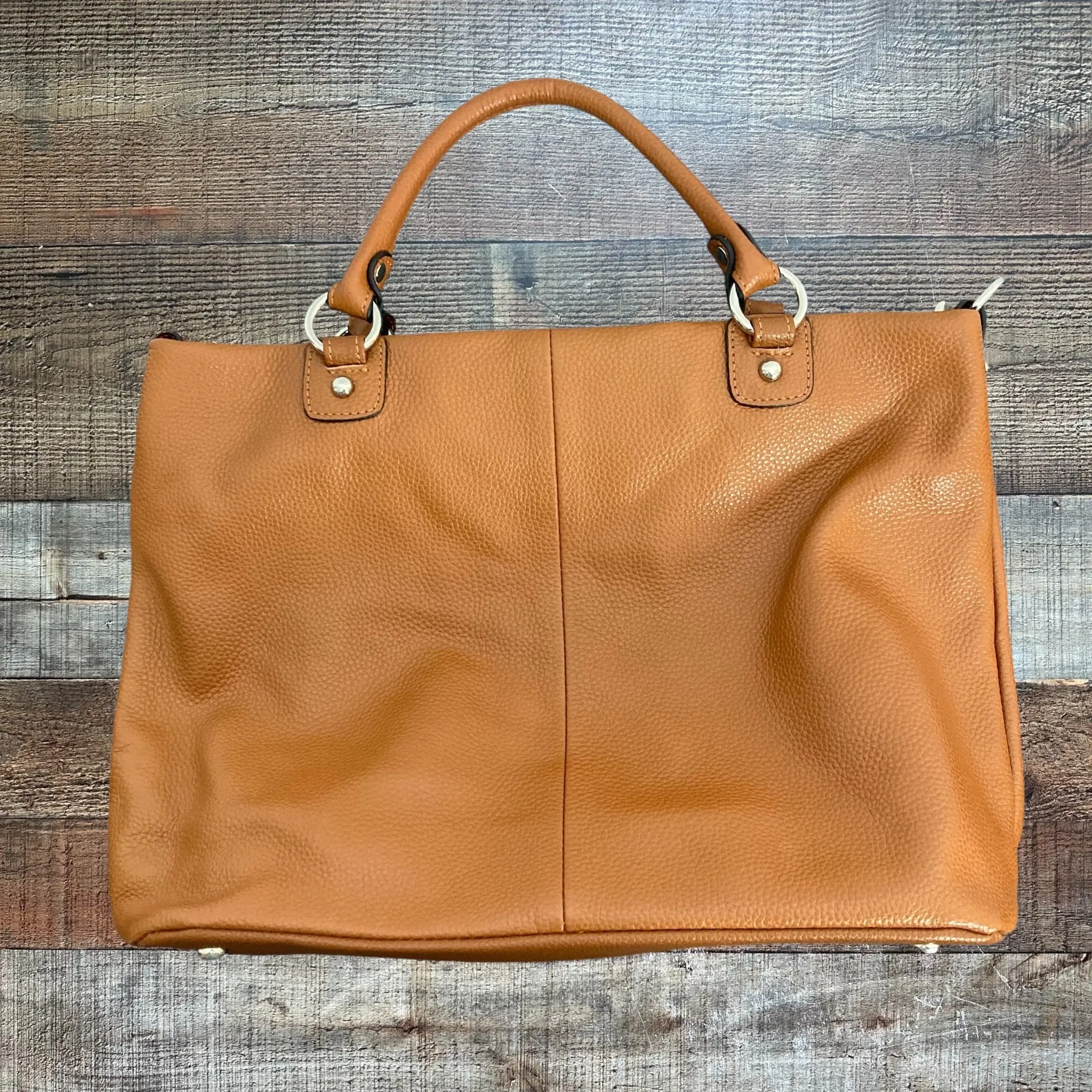 Kattee Camel Leather Zipper Closure Handbag (NEW CONDITION)