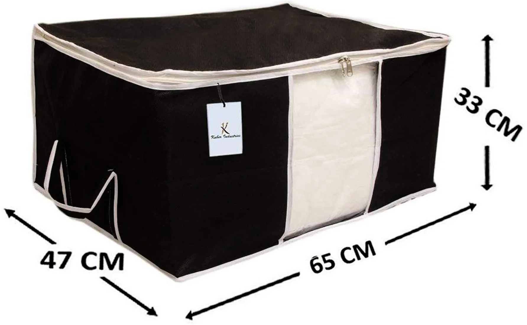 Kuber Industries 3 Piece Non Woven Underbed Storage Bag,Storage Organiser,Blanket Cover with Transparent Window,Extra Large, Black CTKTC034428