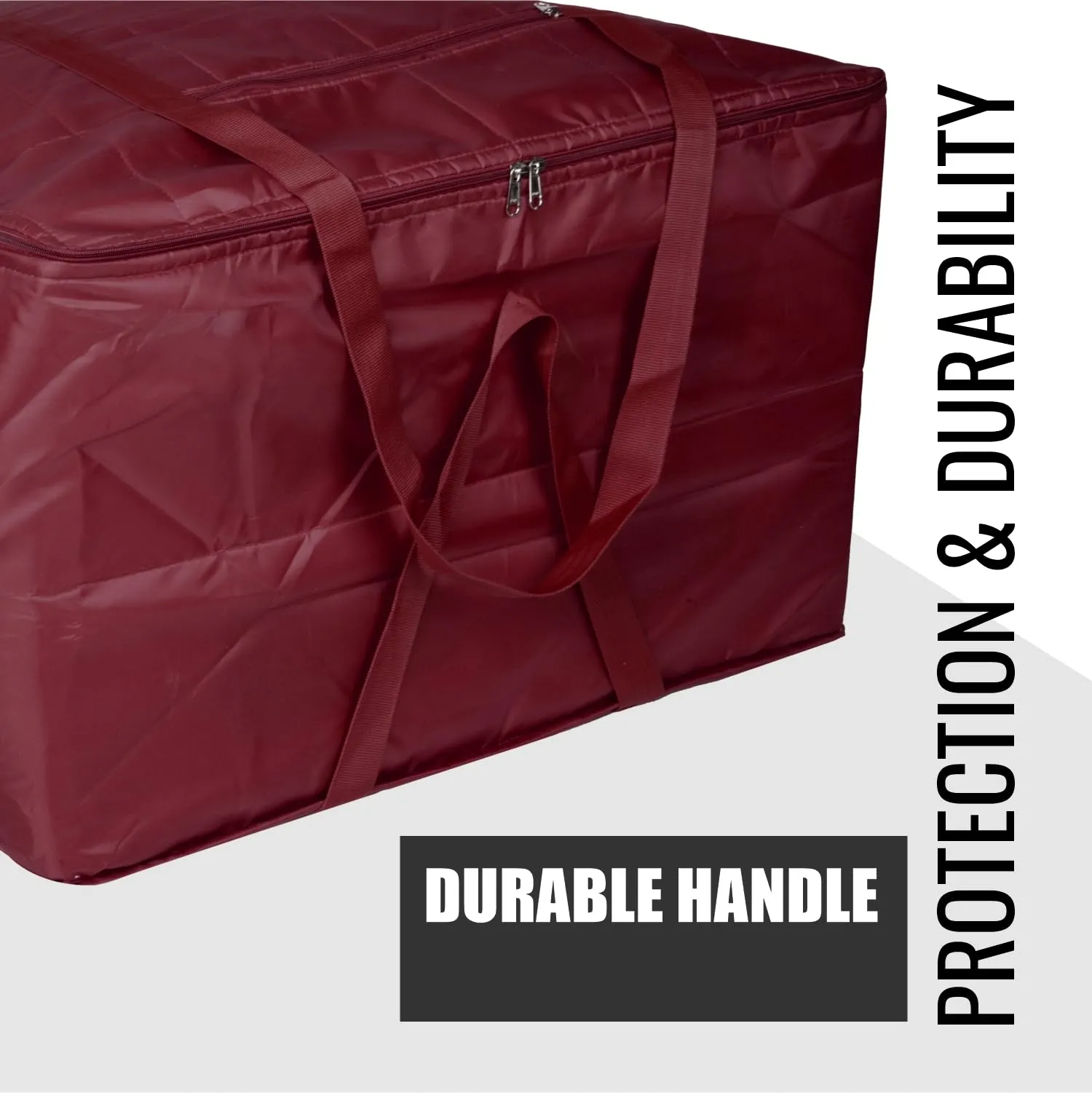 Kuber Industries Storage Attachi Bag | Parachute Travel Storage Bag | Underbed Storage Bag | Storage Organizer for Clothes | Zipper Closure Blanket Bag with Handle | Small | Pack of 2 | Maroon