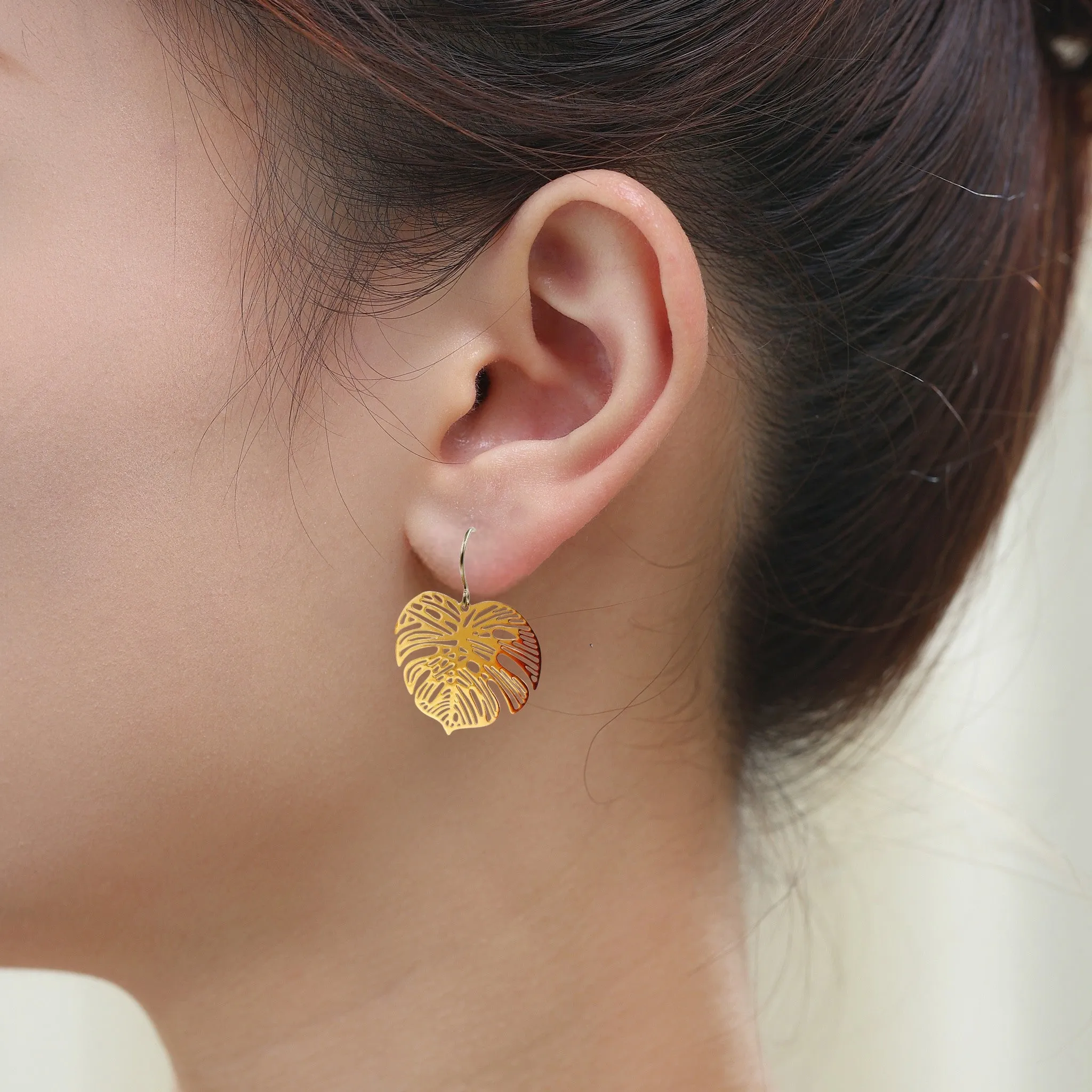 Large Monstera Leaf Earrings