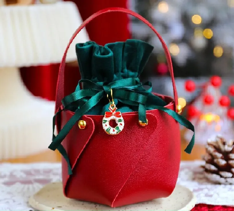 Leather Handbag With Velvet Cloth Apple Bag