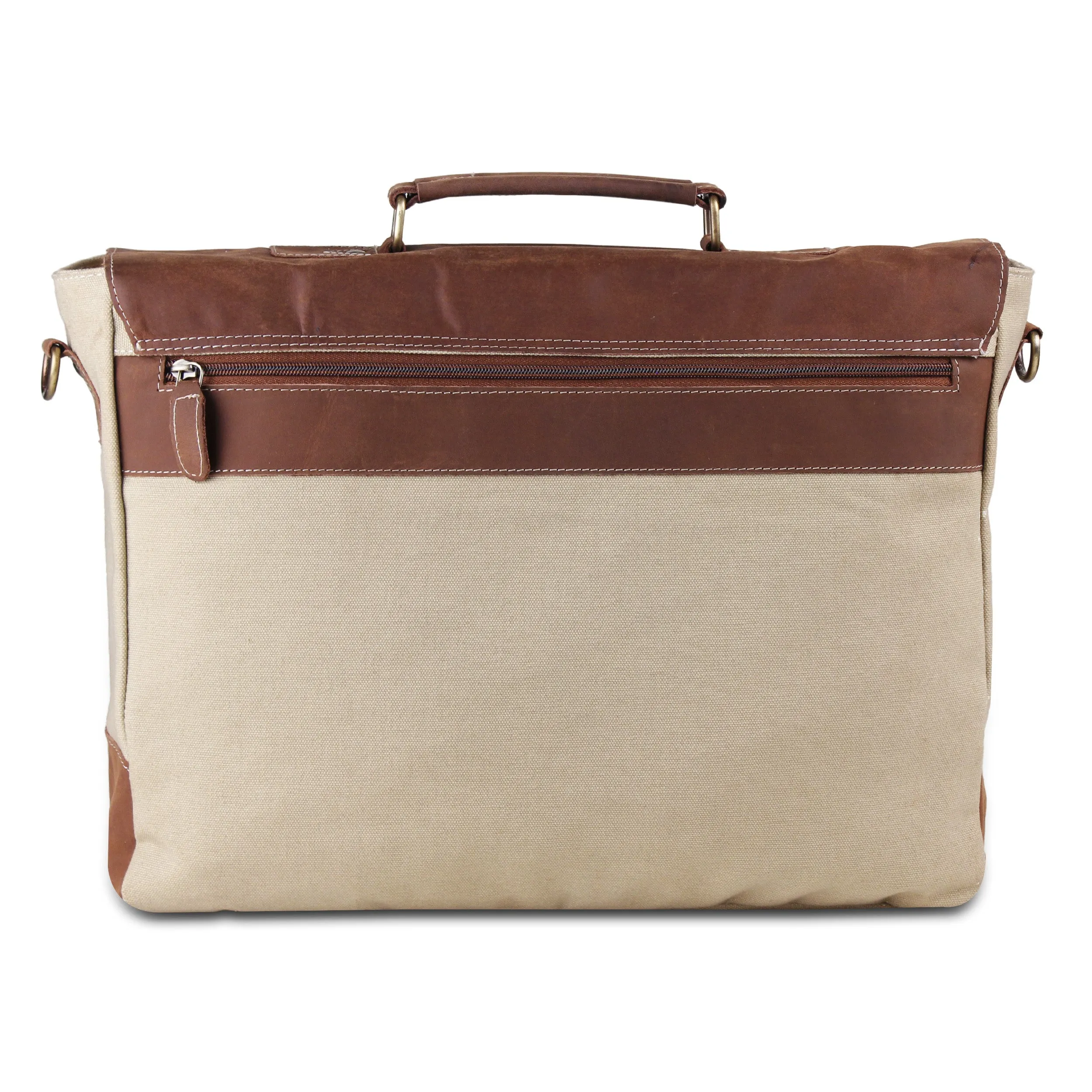 Leather Messenger Bag for Men 15.6" Laptop Satchel Briefcase Bag - Cream