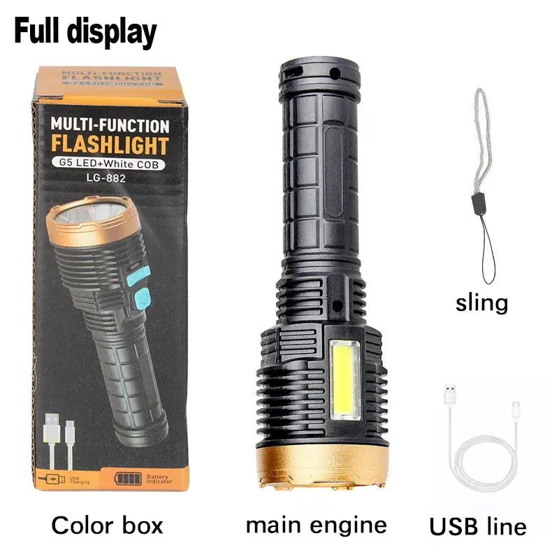 LED Flashlight Mini Portable USB Charging Strong Light Outdoor Camping Bicycle Lamp Emergency Lamp Ultra Bright Lighting light