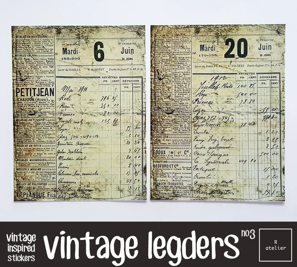 Ledgers, Manuscript and Adverts Scrapbooking Washi Stickers