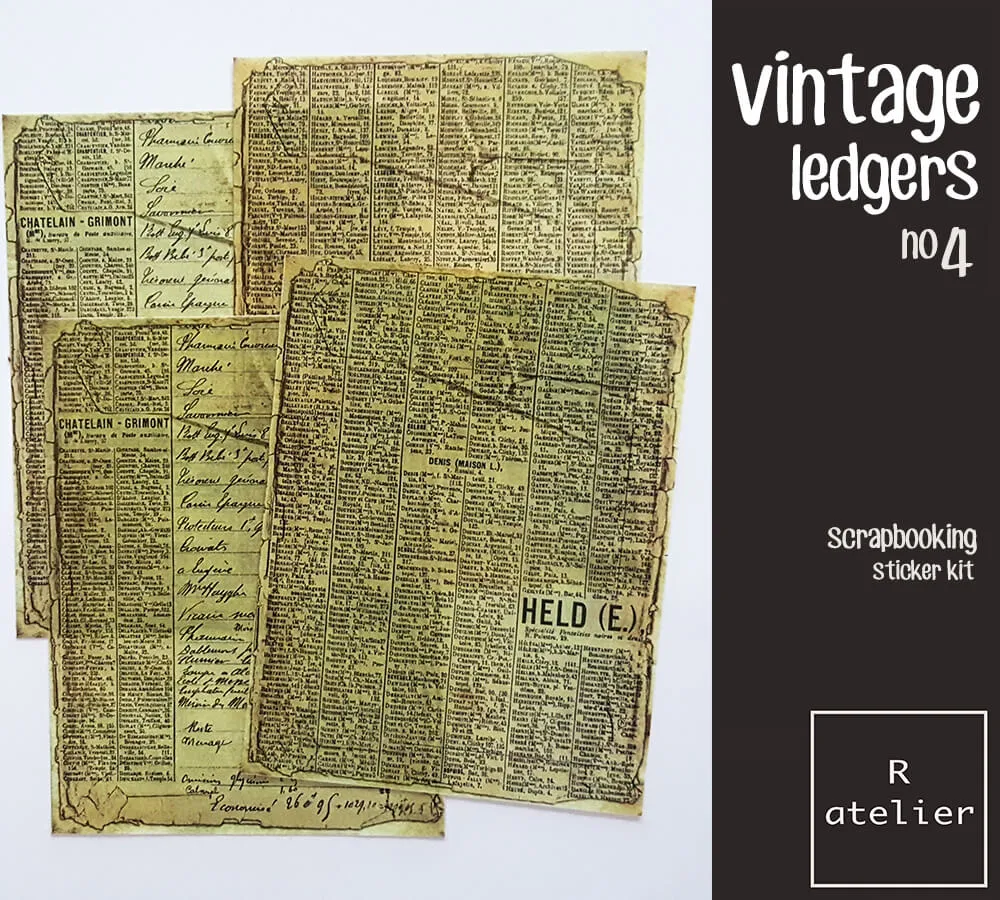 Ledgers, Manuscript and Adverts Scrapbooking Washi Stickers