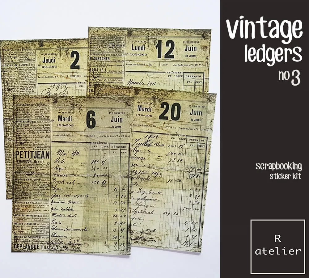 Ledgers, Manuscript and Adverts Scrapbooking Washi Stickers