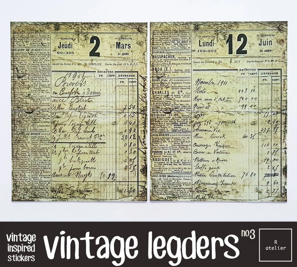 Ledgers, Manuscript and Adverts Scrapbooking Washi Stickers