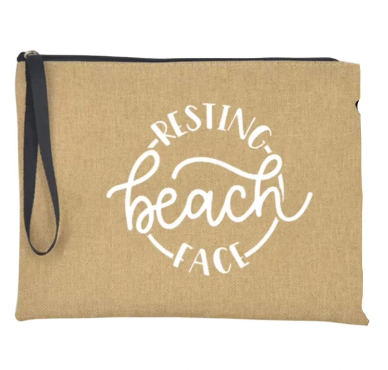 Linen Pouch - Resting Beach Face