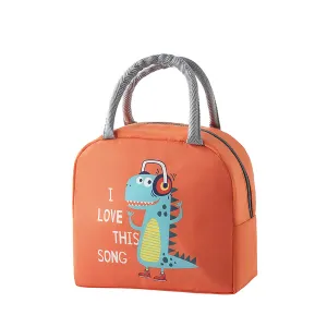 Lunch Box Insulated Bag Soft Leakproof Lunch Bag for Kids Men Women, Durable Thermal Lunch Pail for School Work Office | Fit 6 Cans- Orange Dinosaur