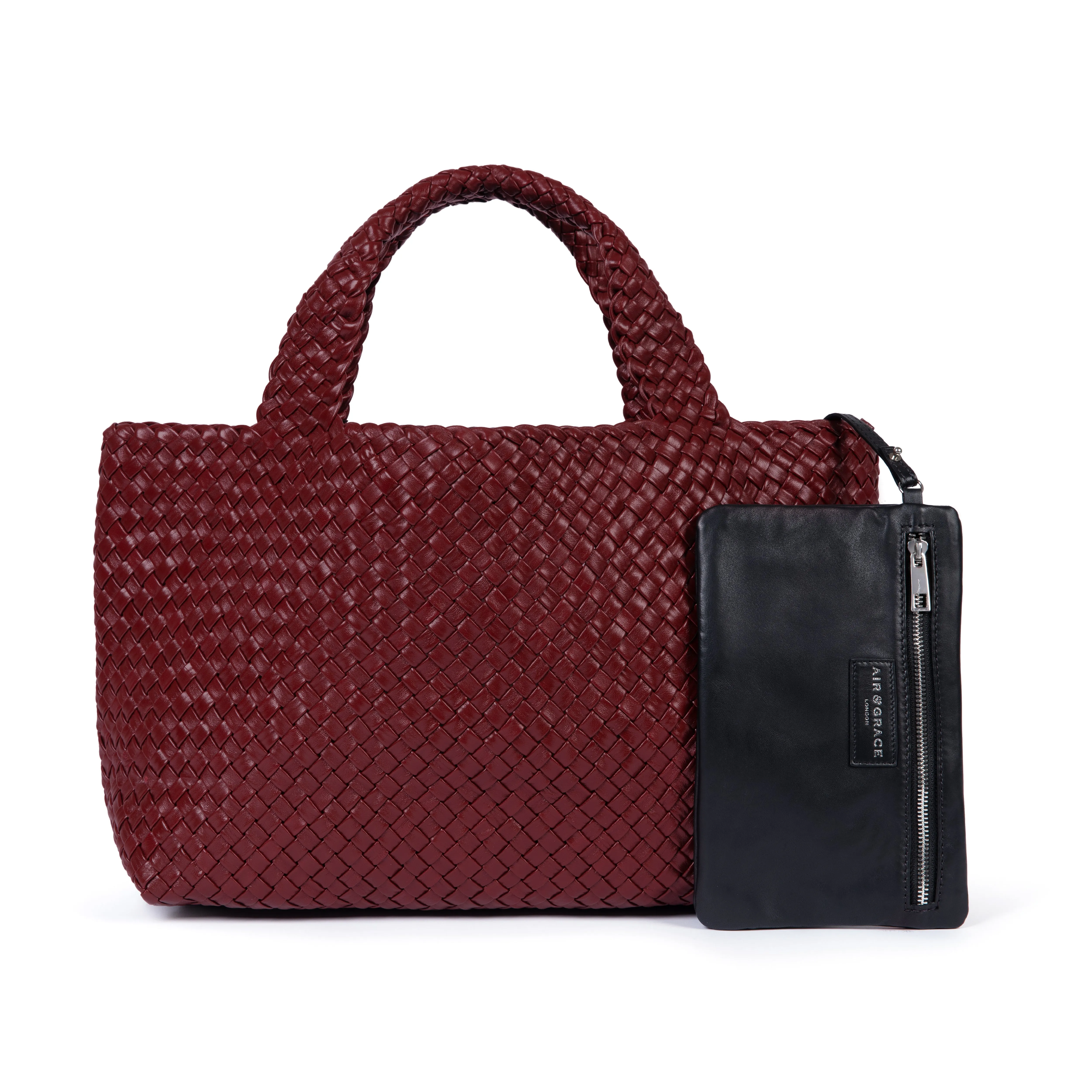 Lusso: Burgundy Woven Leather Handbag