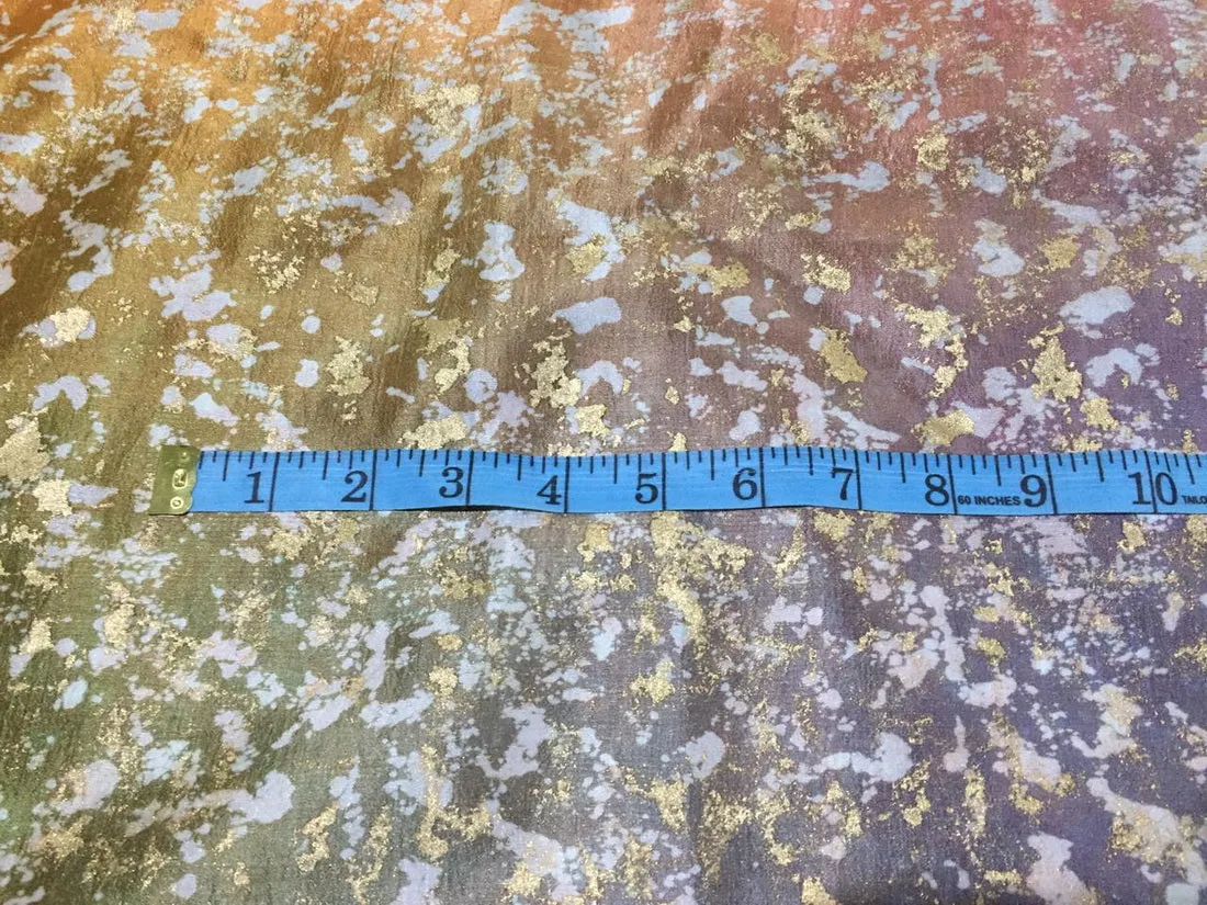 Mary Ann silk fabric foil gorgeous multi color foil print 44" wide