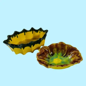 McCoy Yellow Planter and Flower-Shaped Dish, Set of 2