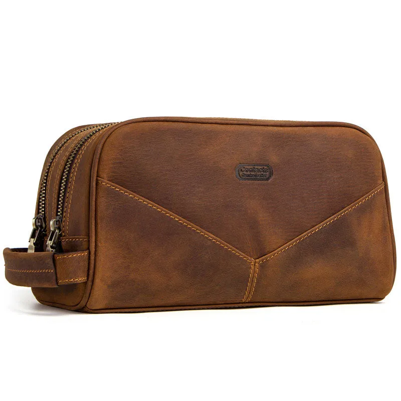 Men's Crazy Horse Leather Toiletry Bag