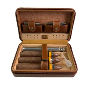 Men's Portable Cigar Humidor Leather Set Storage Bag 77717740K