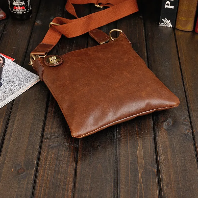 Messenger Bag For Men Business Simple Retro Leather Crossbody Bag