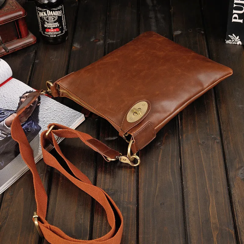 Messenger Bag For Men Business Simple Retro Leather Crossbody Bag