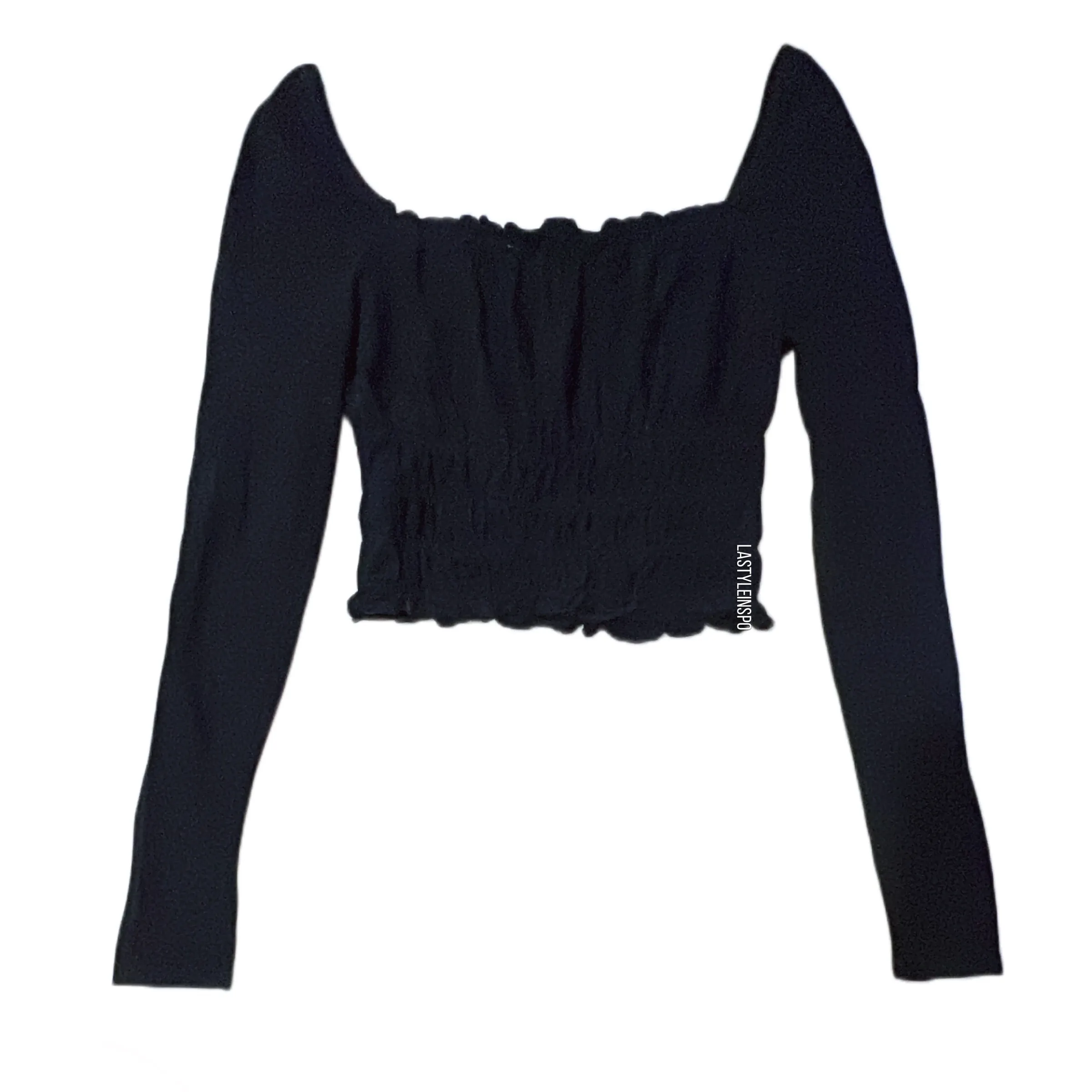 Miss Selfridge Long Sleeve Crop Top in Black Size 4