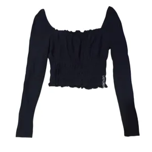 Miss Selfridge Long Sleeve Crop Top in Black Size 4