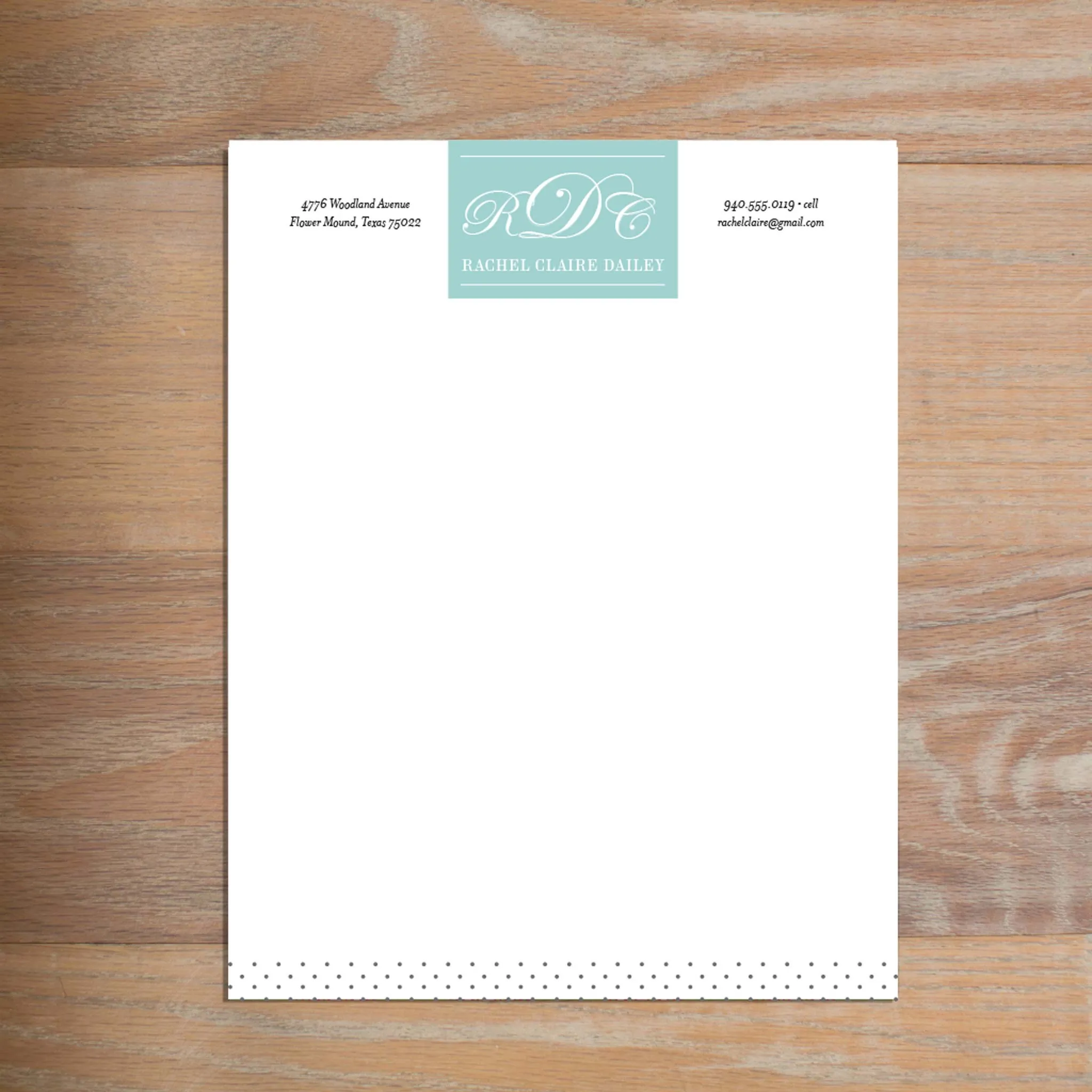 Monogram Block Custom Letterhead