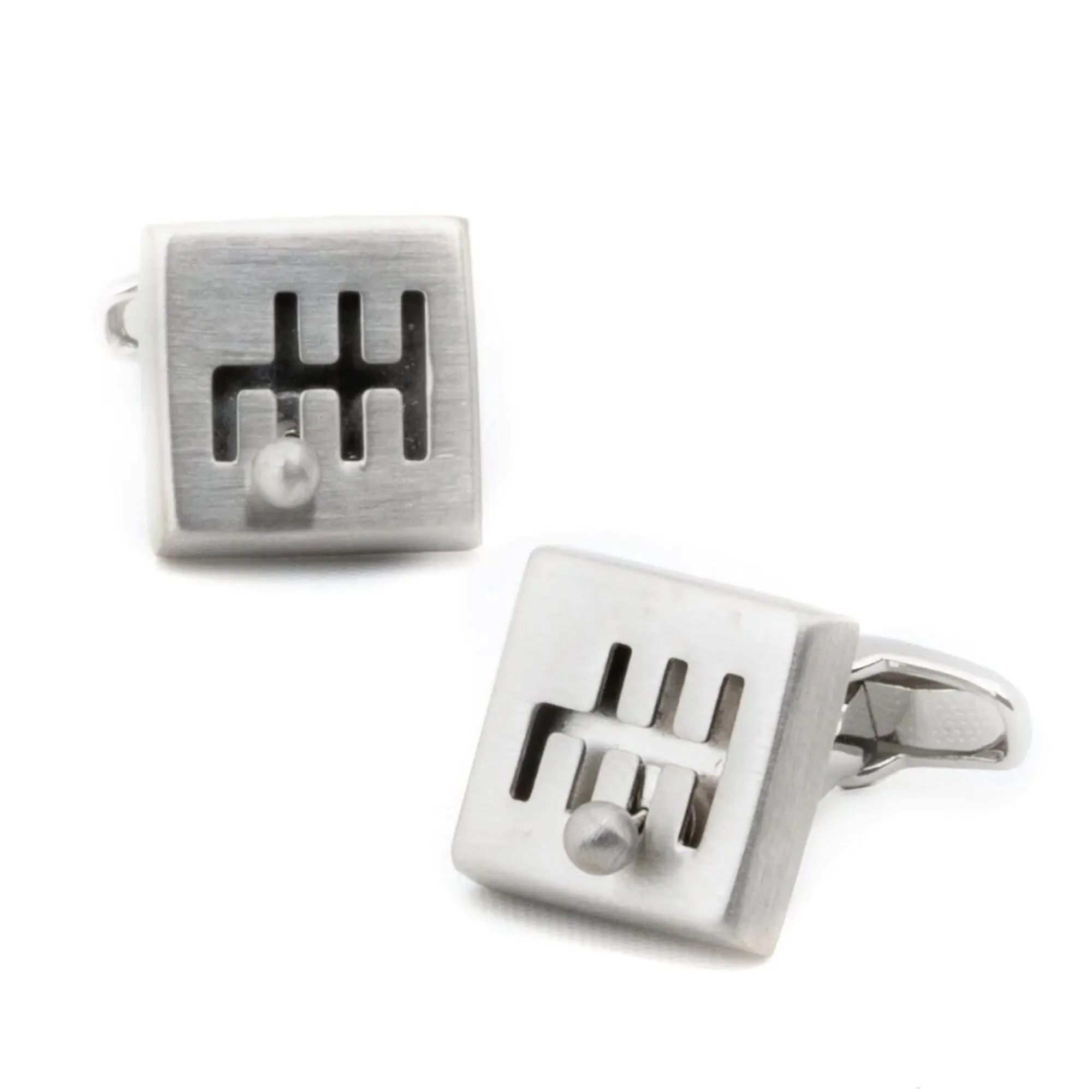 Moving Silver Gear Shift Cufflinks