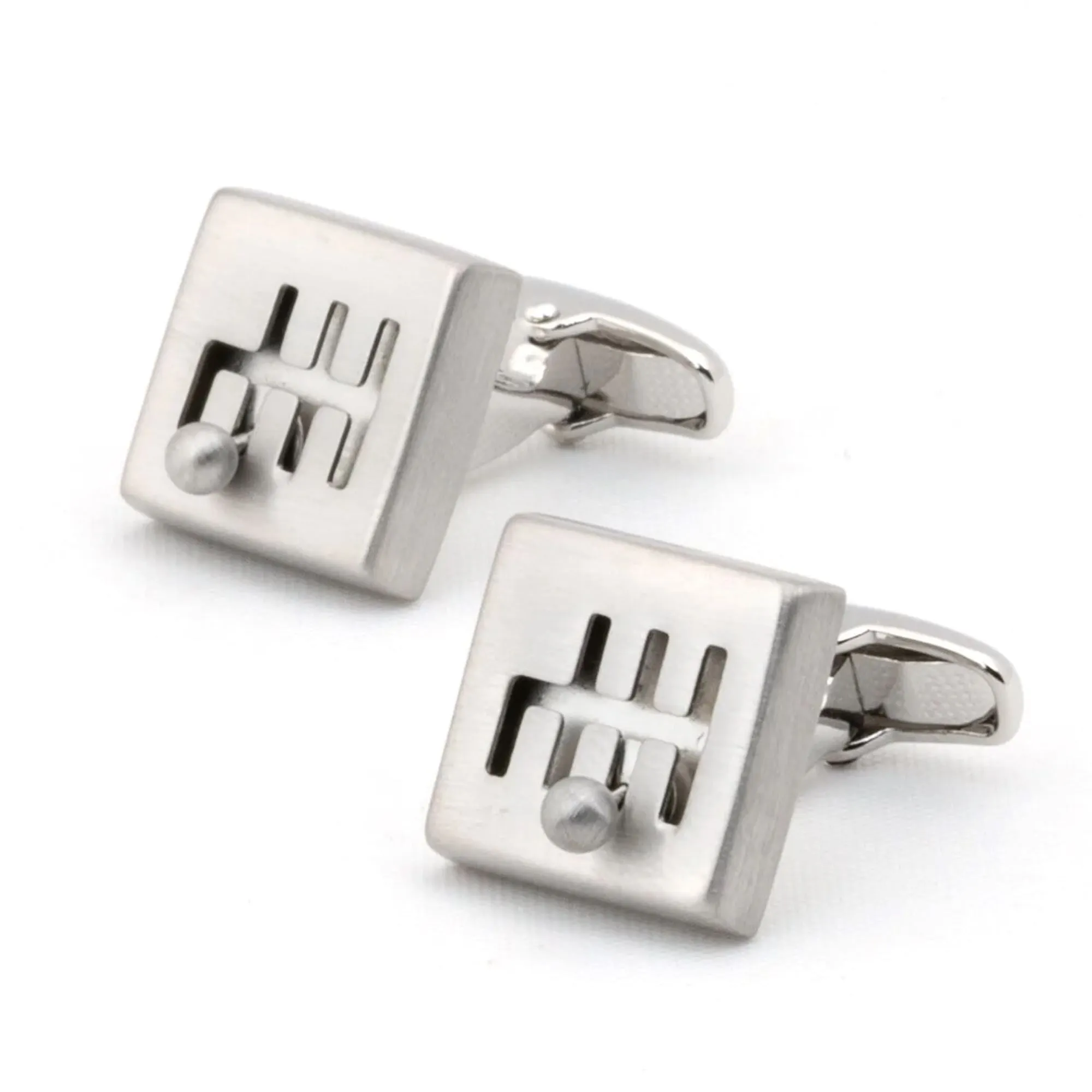 Moving Silver Gear Shift Cufflinks