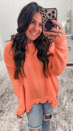 Neon Peach Lightweight Pullover