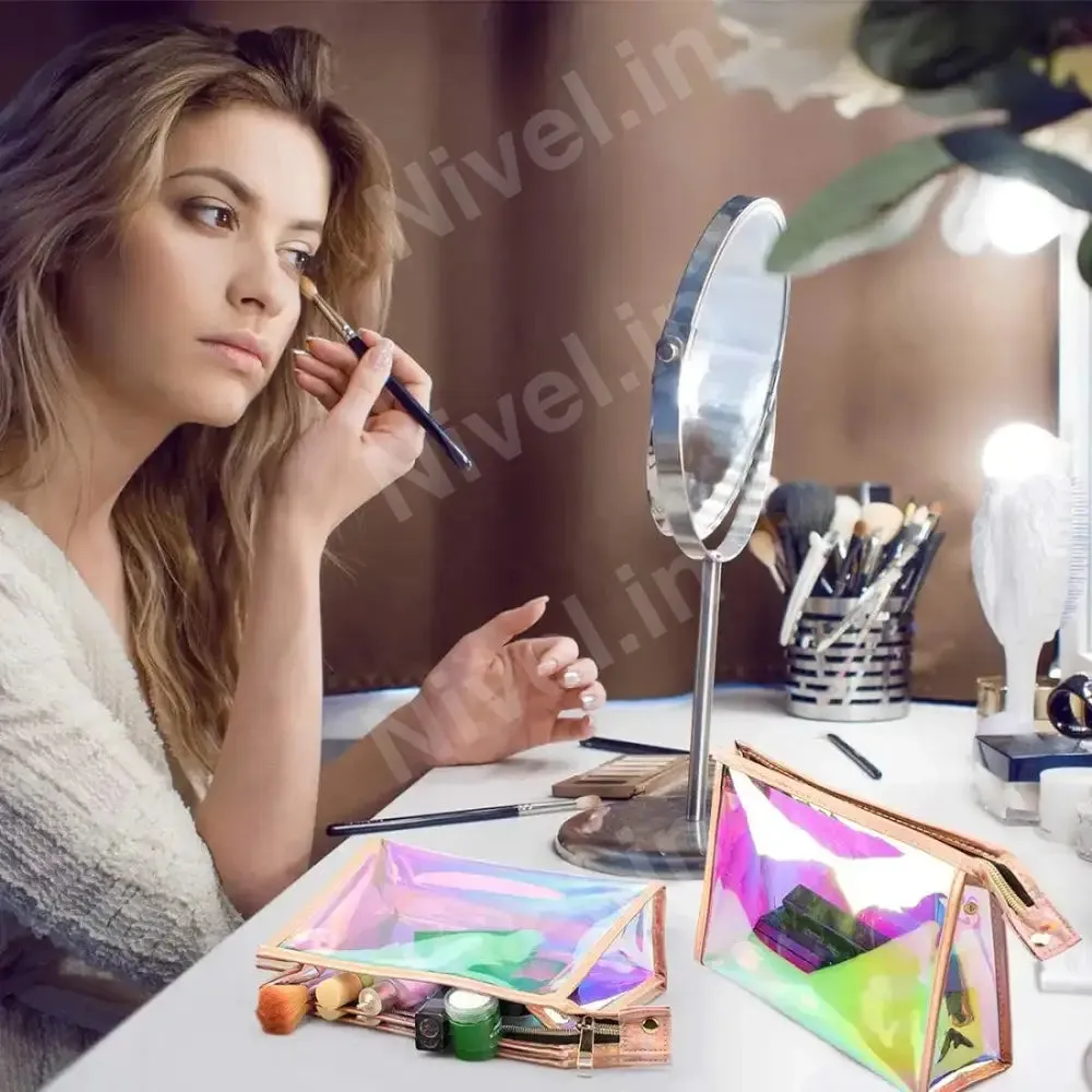 Nivel Holographic Makeup Pouch with Zipper for multiple use tote bag