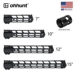 ohhunt® Gen2 AR-15 Lightweight Free Float M-LOK Handguard 7" 10" 12" 13.5" 15"