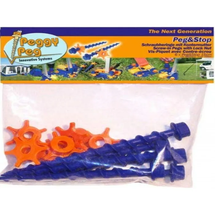 PEGGY PEG  SET 6 PICCHETTI CON DADO DI BLOCCAGGIO PEG&STOP