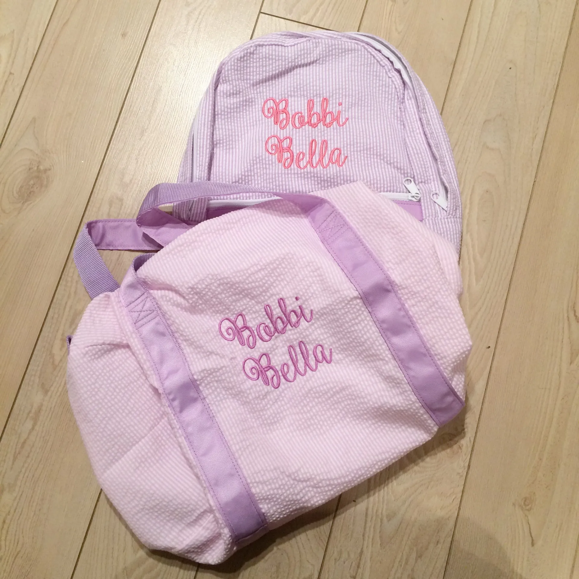 Pink & Purple Seersucker Toiletry Bag