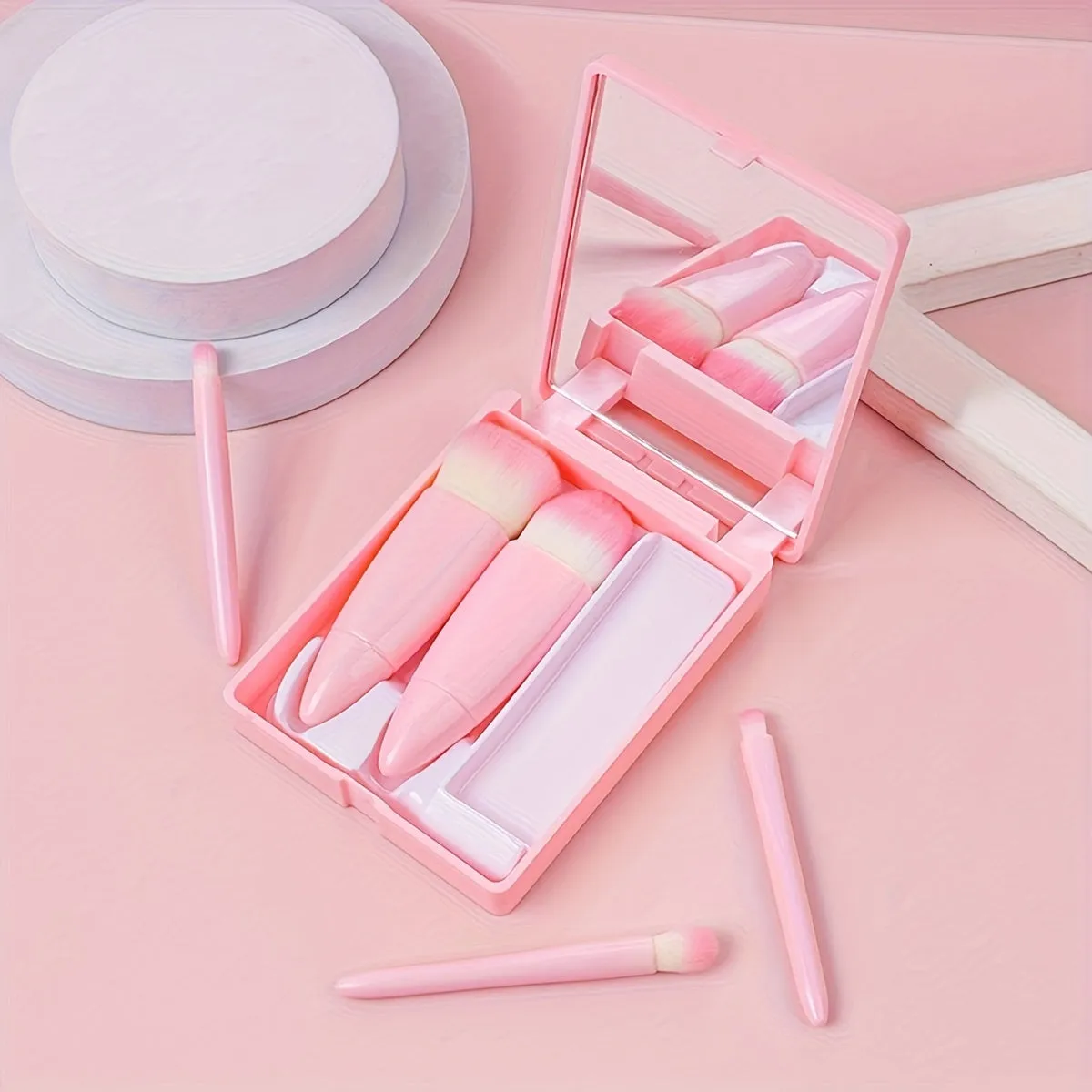 Pink Travel Makeup Brush Set