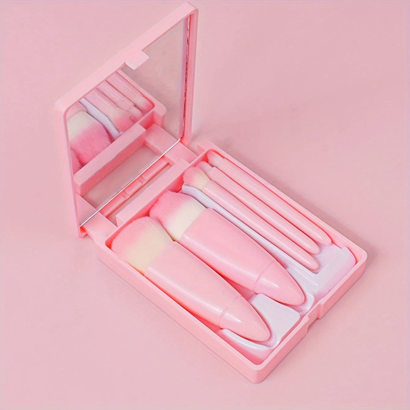 Pink Travel Makeup Brush Set