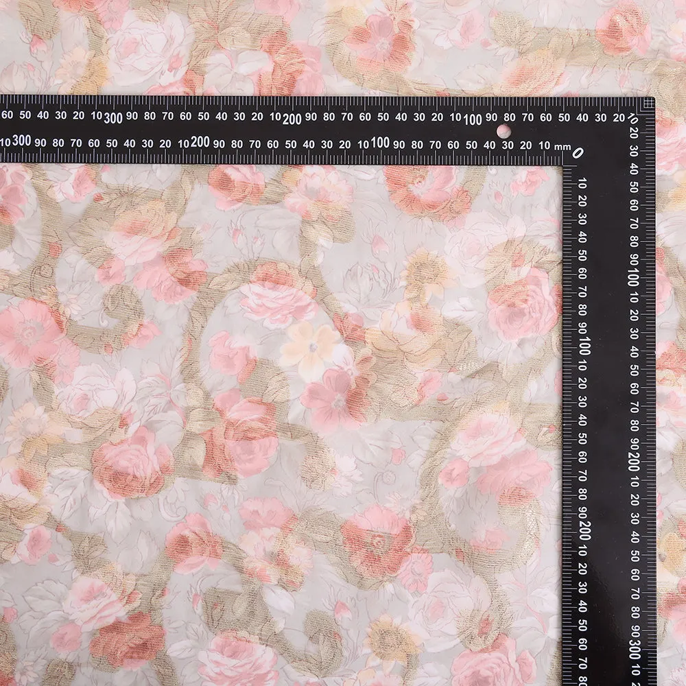 Polyester Organza Flower Pattern Printed Fabric