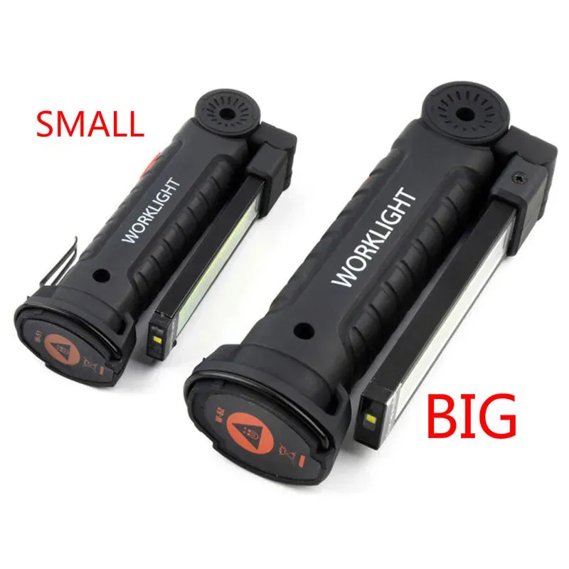 Portable LED Flashlight Built In Battery Multi Function 360° Folding Work LightMagnetic Lanterna Hanging Camping Working Torch