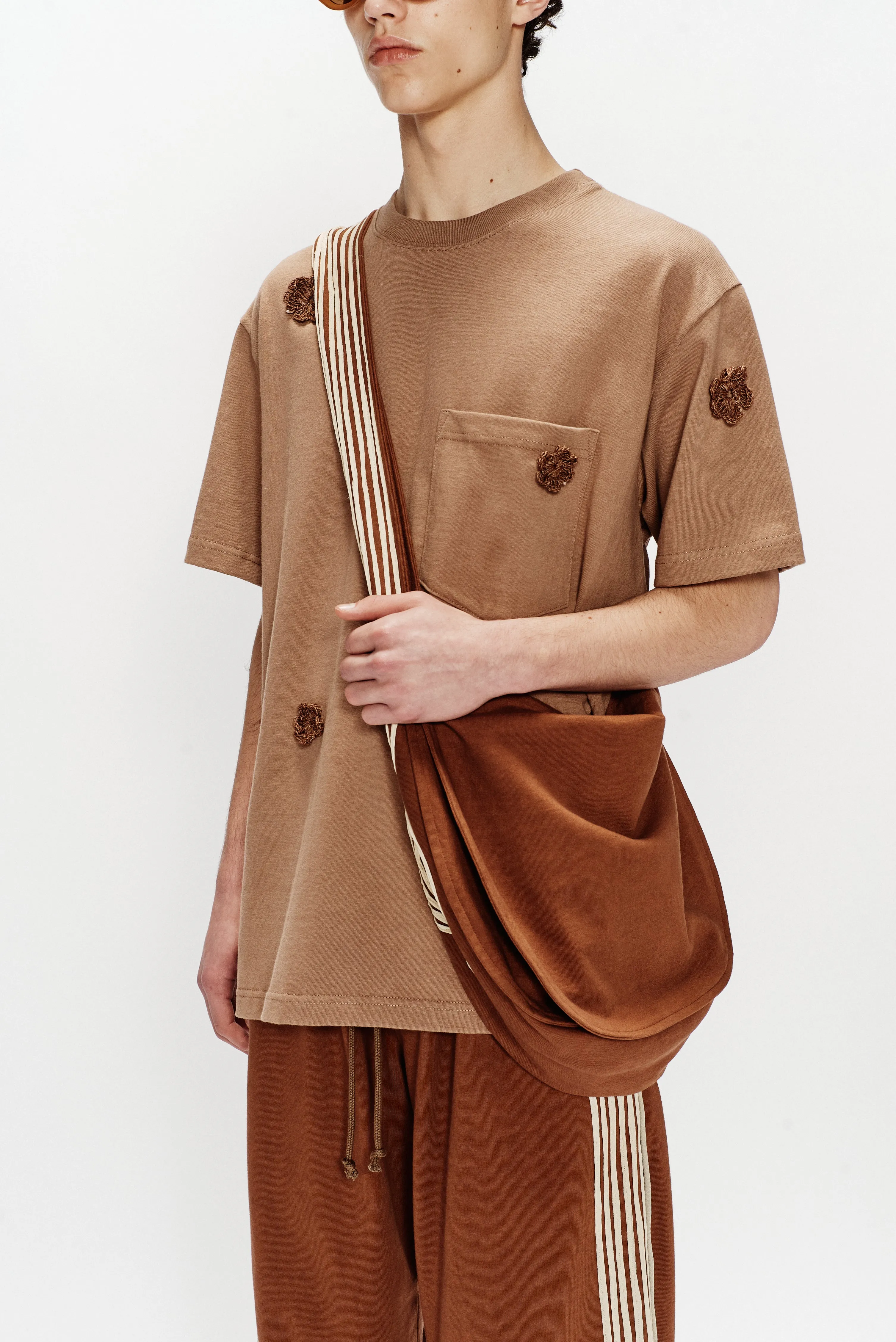 "Appliqué" Messenger Bag - Soft Roots Jersey (Brown)