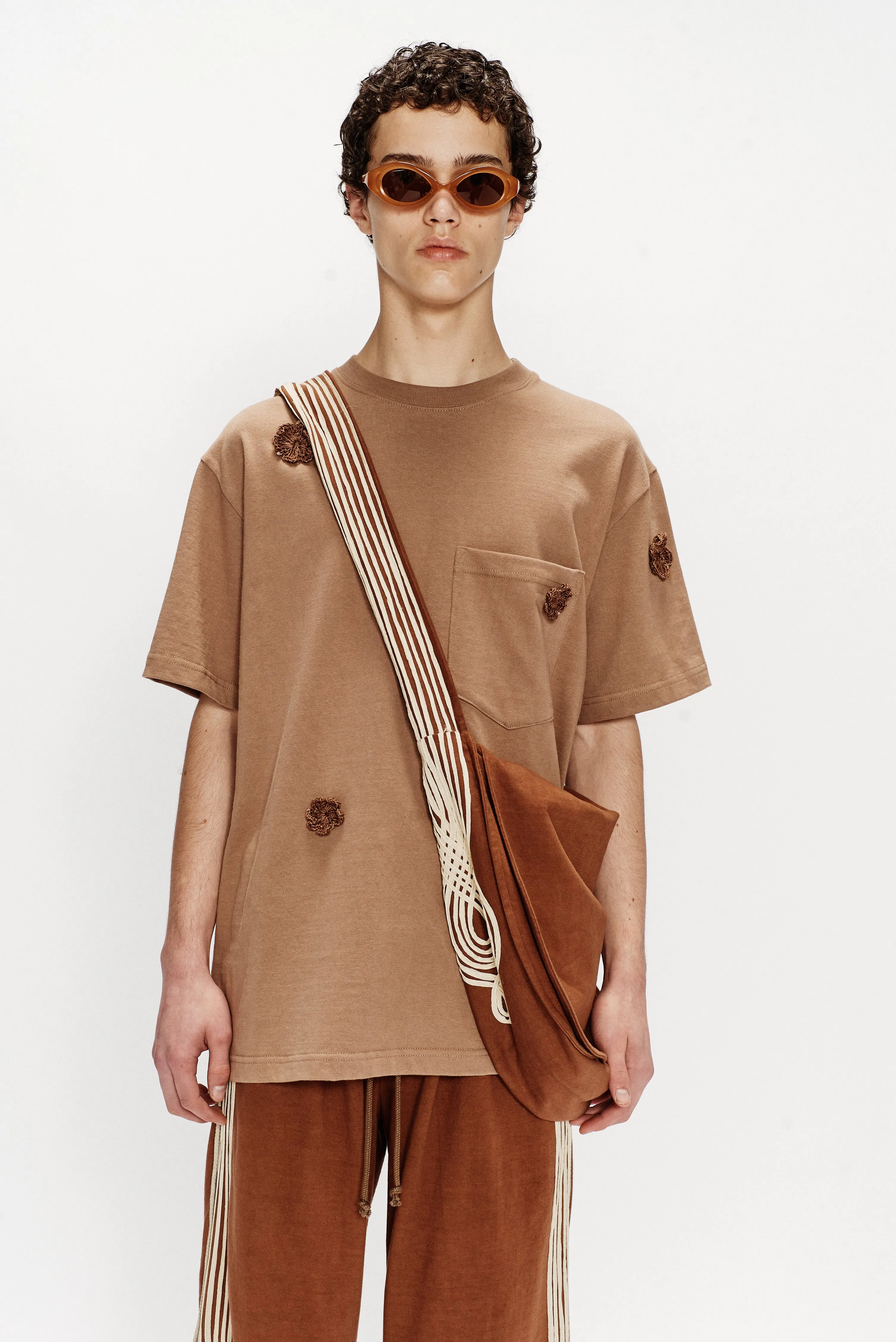 "Appliqué" Messenger Bag - Soft Roots Jersey (Brown)