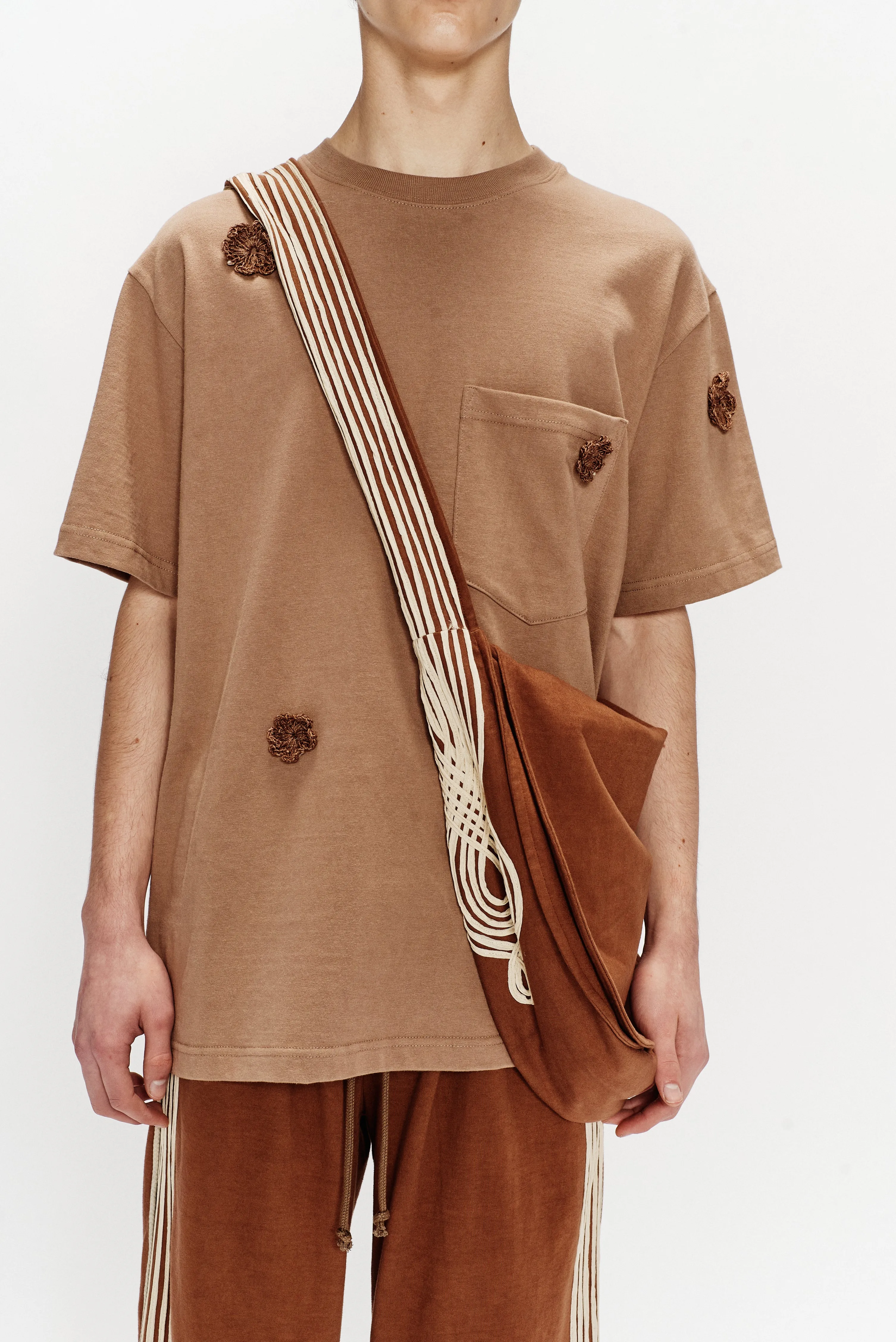 "Appliqué" Messenger Bag - Soft Roots Jersey (Brown)