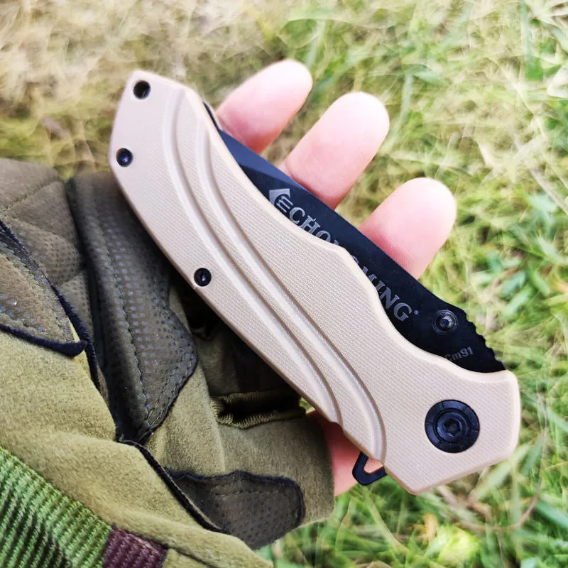 Ready To Ship Cheap Custom Combat Outdoor Hunting Camping Folding Knife For Pocket Plastic Handle