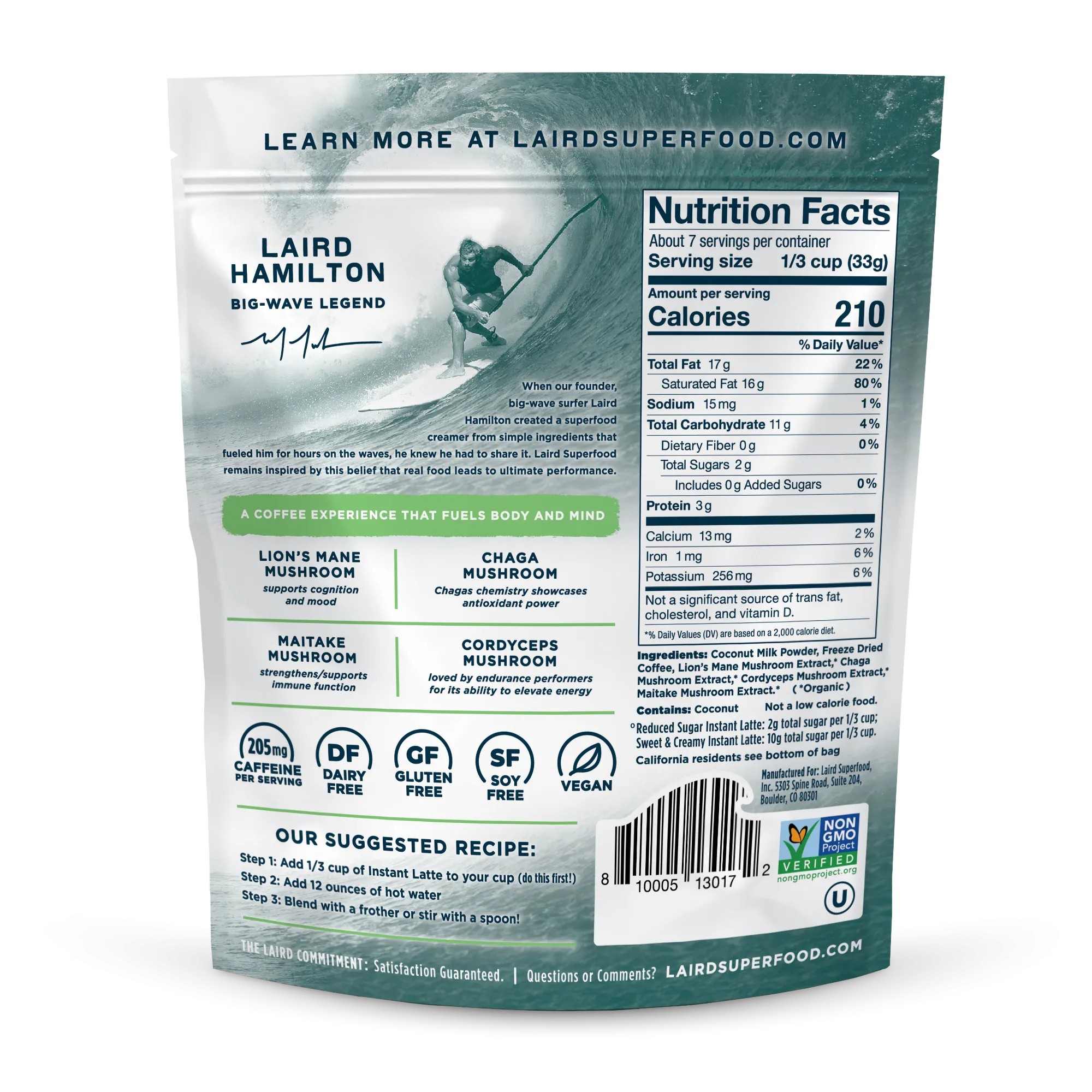 Reduced Sugar Instant Latte with Adaptogens