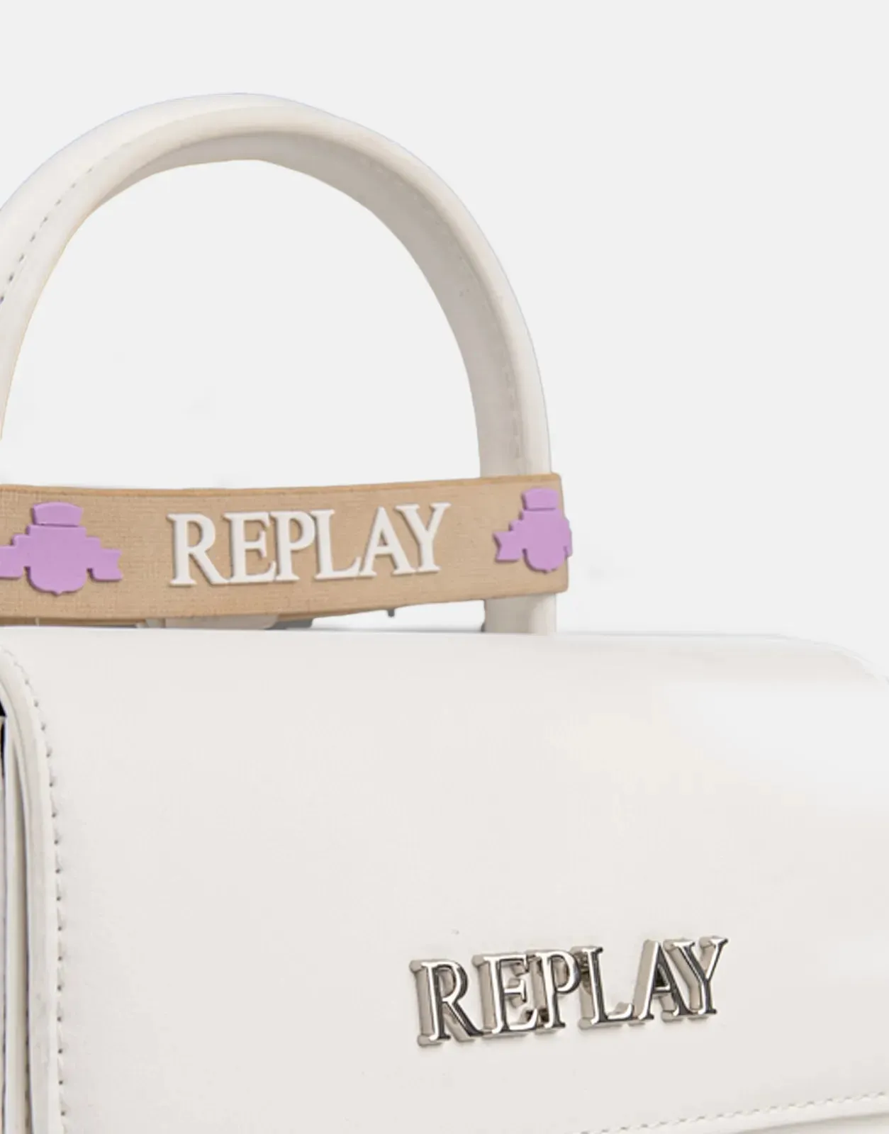 Replay Metal Logo White Handbag