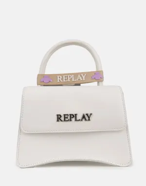 Replay Metal Logo White Handbag