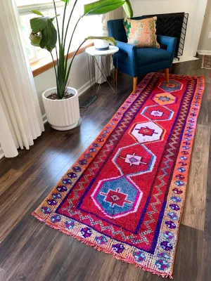 Reserved for Monique - R1130 - 3.0' x 10.3' Vintage Turkish Herki Runner Rug