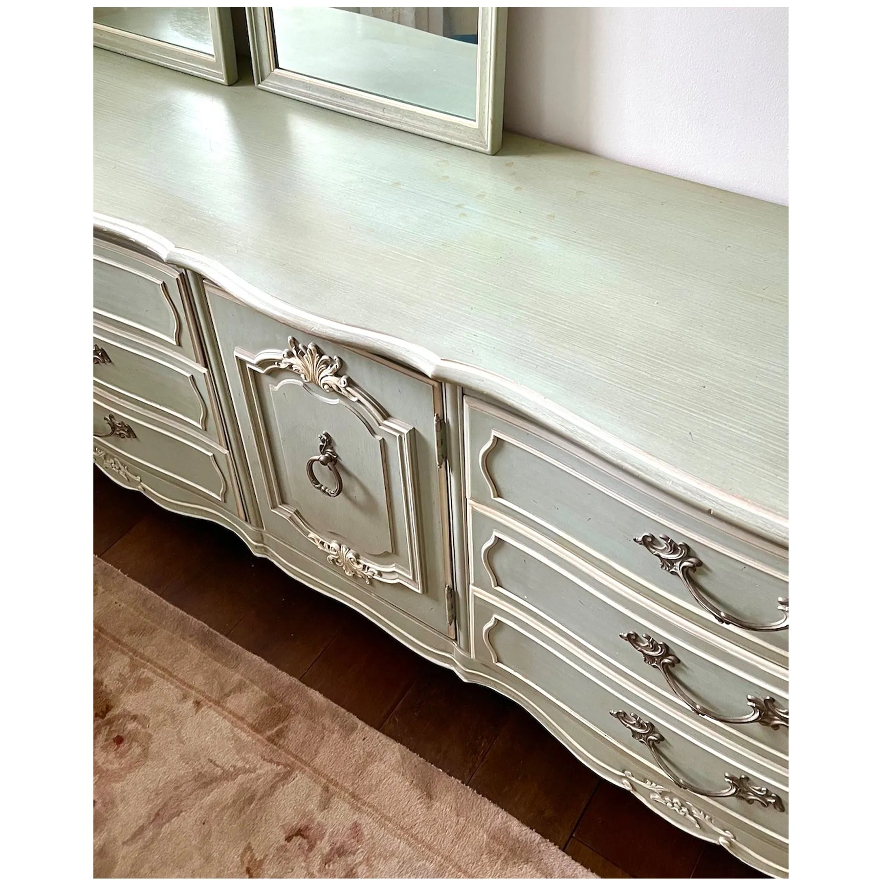 Robin's Egg Blue Thomasville French Dresser Sideboard with Mirrors