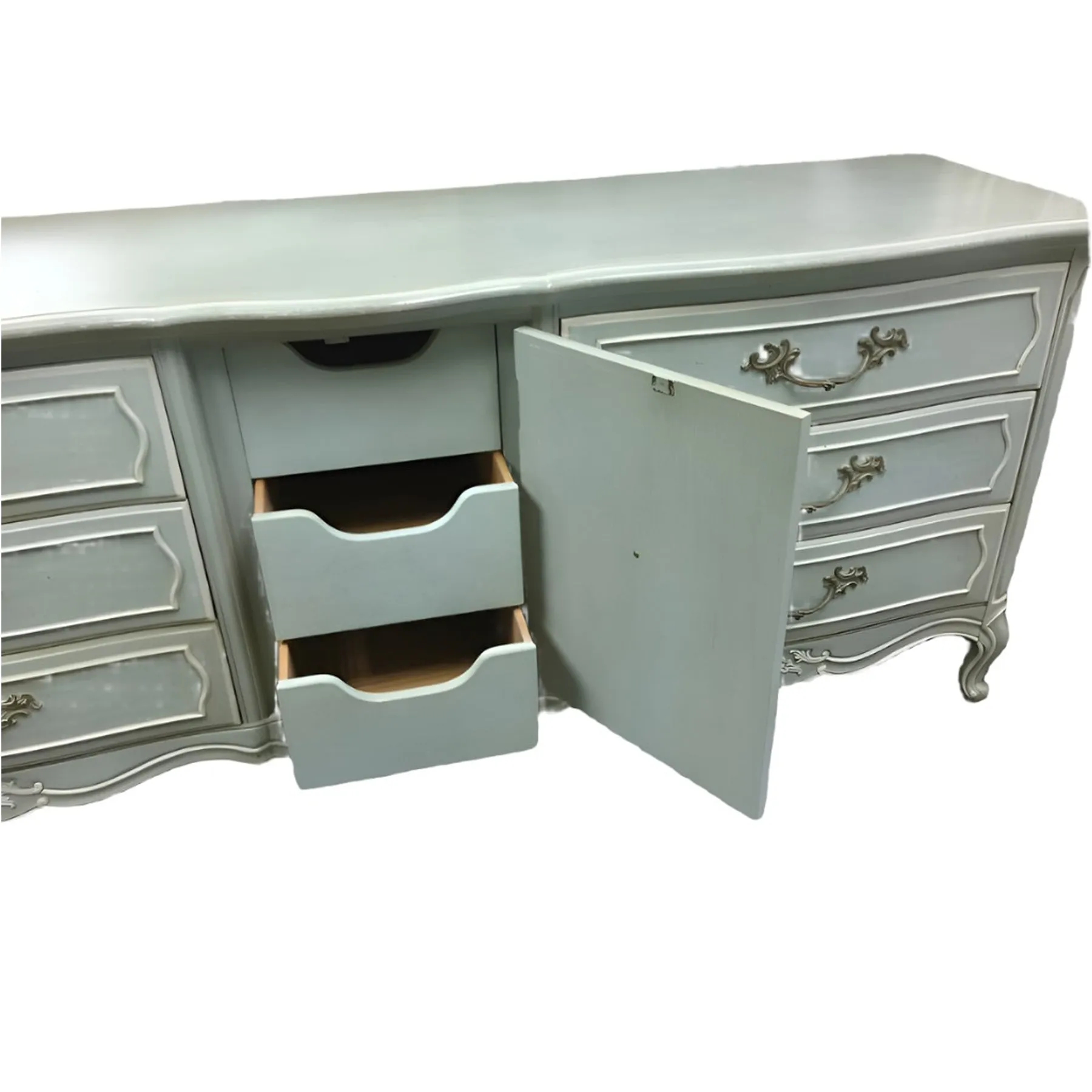 Robin's Egg Blue Thomasville French Dresser Sideboard with Mirrors